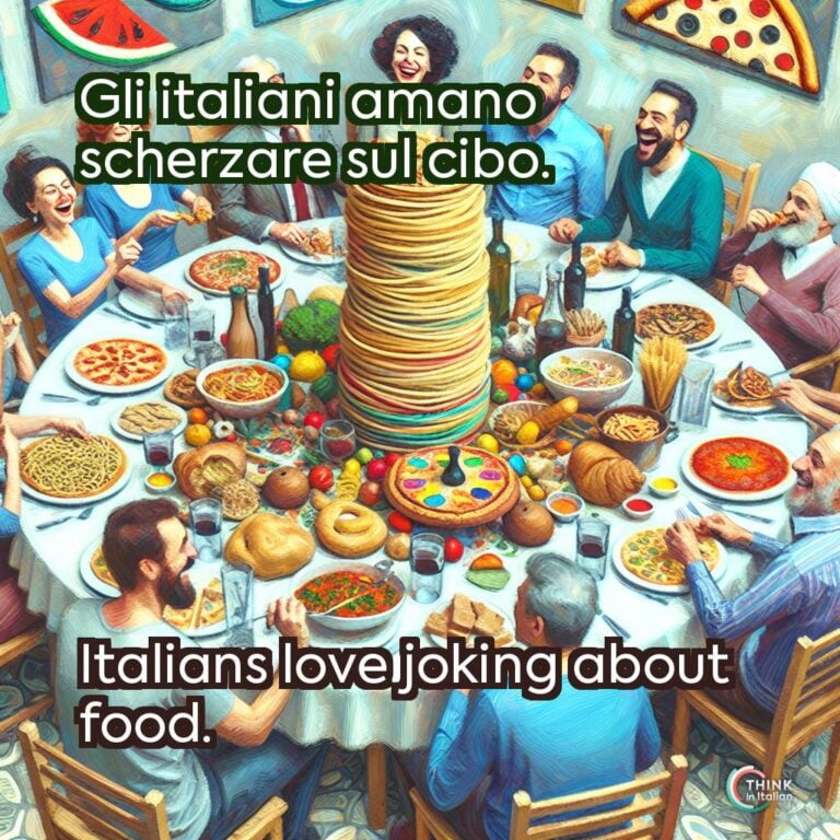 Gli italiani amano scherzare sul cibo.