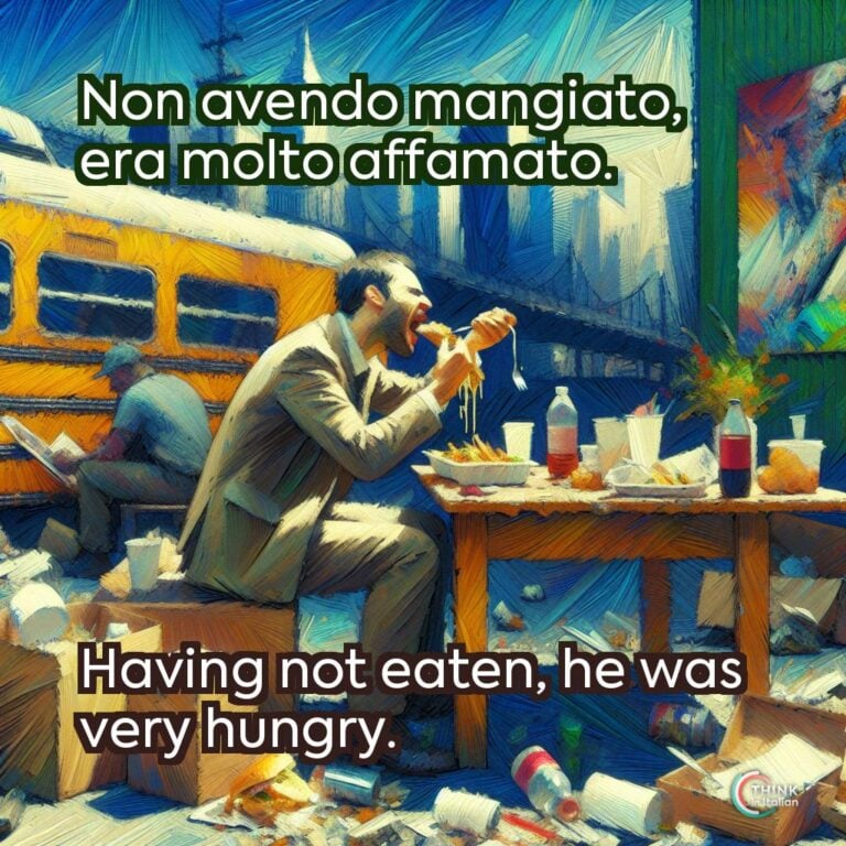 Non avendo mangiato, era molto affamato.