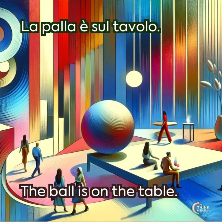 La palla è sul tavolo.