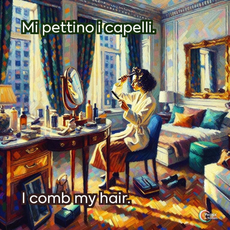 Mi pettino i capelli.