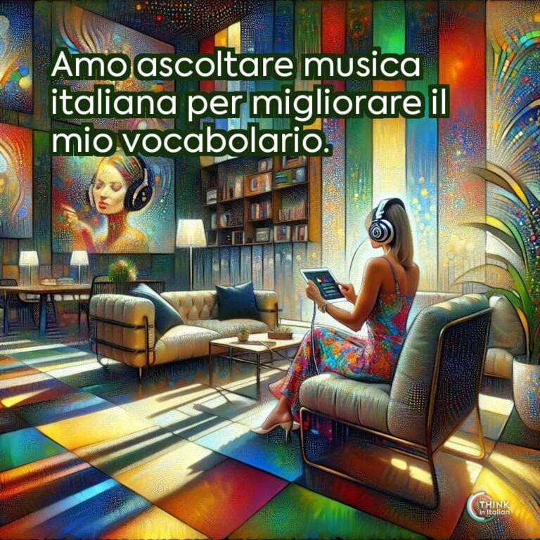 Amo ascoltare musica italiana per migliorare il mio vocabolario.