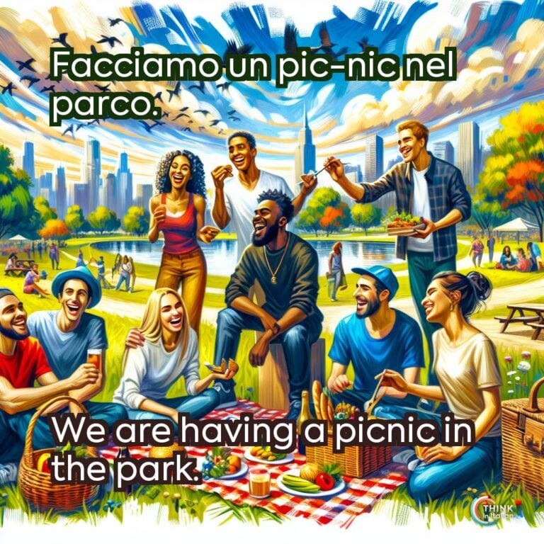 Facciamo un pic-nic nel parco.