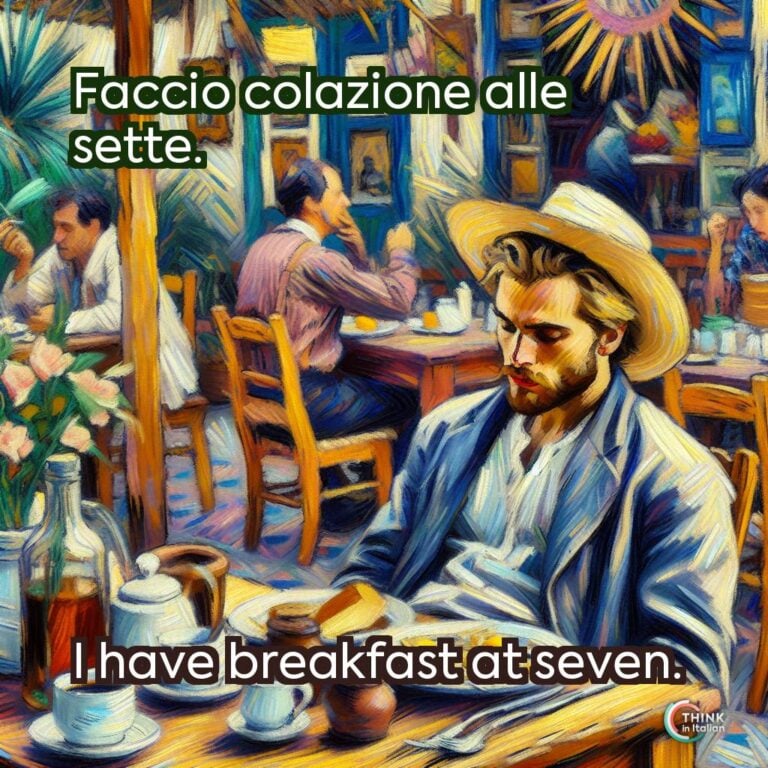 Faccio colazione alle sette.  