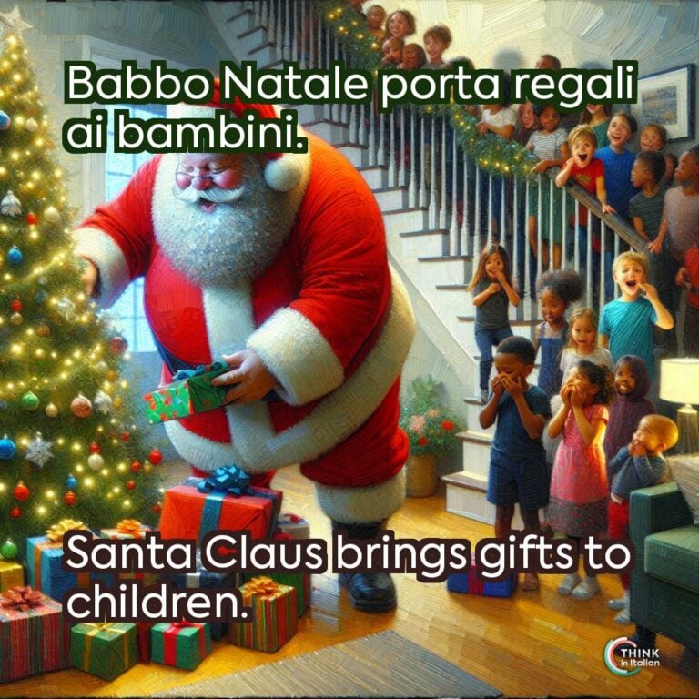 Babbo Natale porta regali ai bambini.
