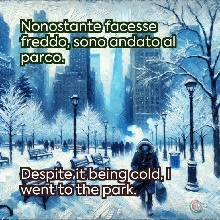 Nonostante facesse freddo, sono andato al parco.