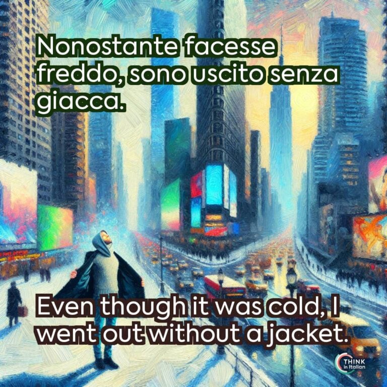 Nonostante facesse freddo, sono uscito senza giacca.