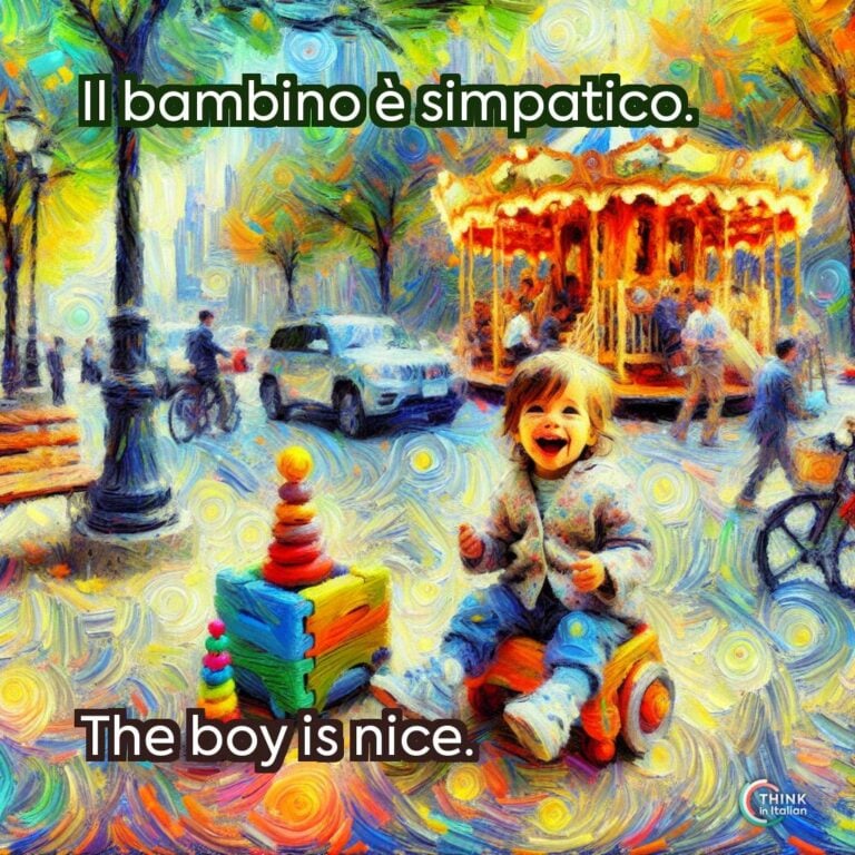 Il bambino è simpatico.  