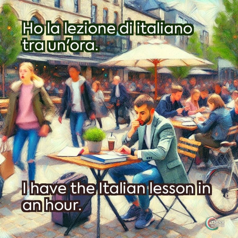 Ho la lezione di italiano tra un'ora.