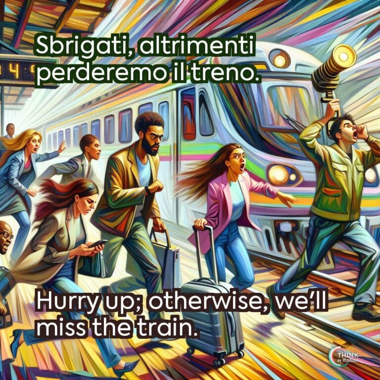 Sbrigati, altrimenti perderemo il treno.  