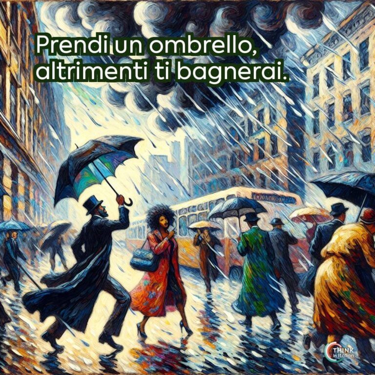 Prendi un ombrello, altrimenti ti bagnerai.