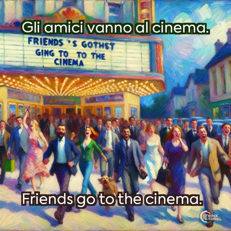 Gli amici vanno al cinema.