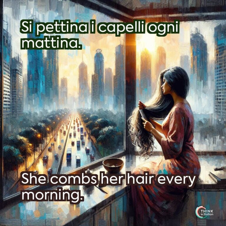 Si pettina i capelli ogni mattina.