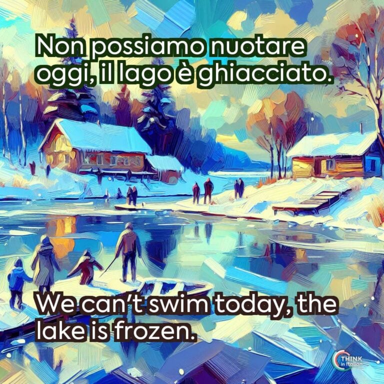 Non possiamo nuotare oggi, il lago è ghiacciato.