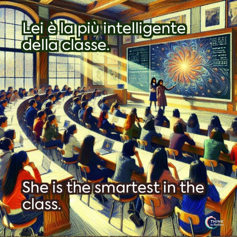Lei è la più intelligente della classe.  