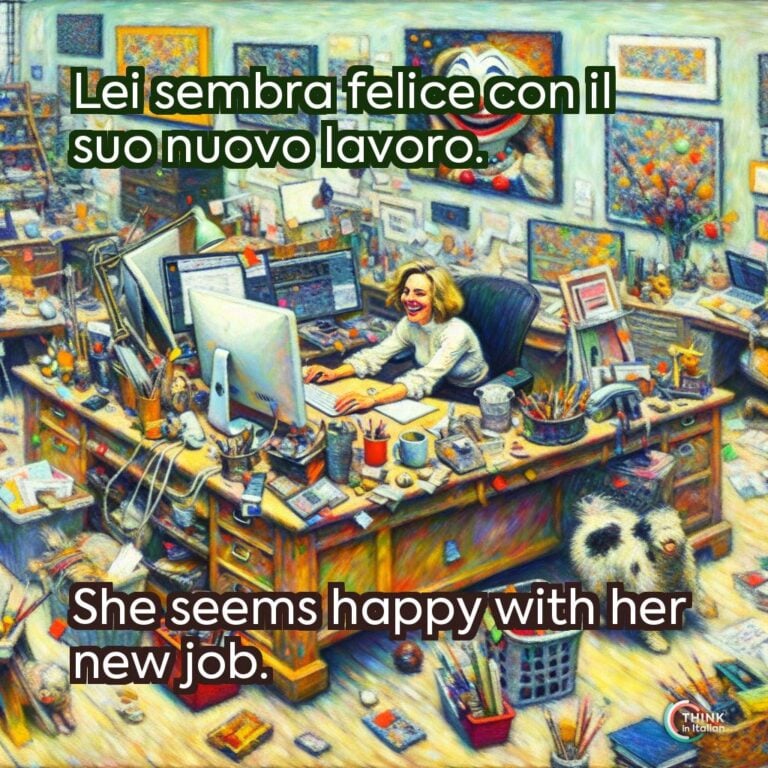 Lei sembra felice con il suo nuovo lavoro.