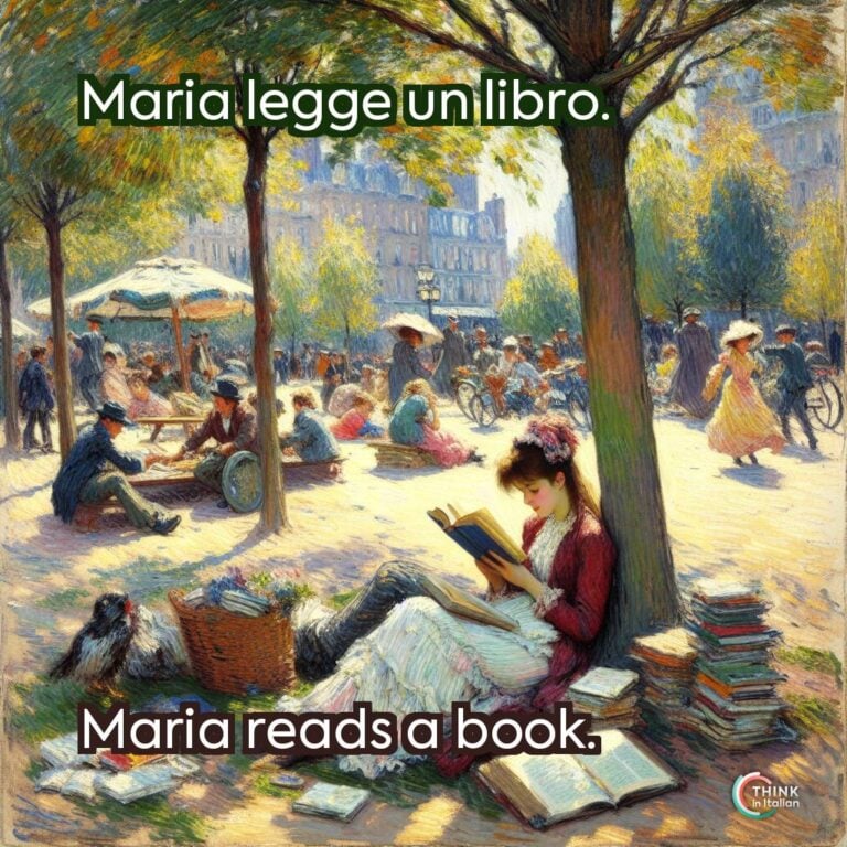 Maria legge un libro.