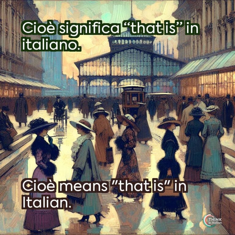 Cioè significa “that is” in italiano.  