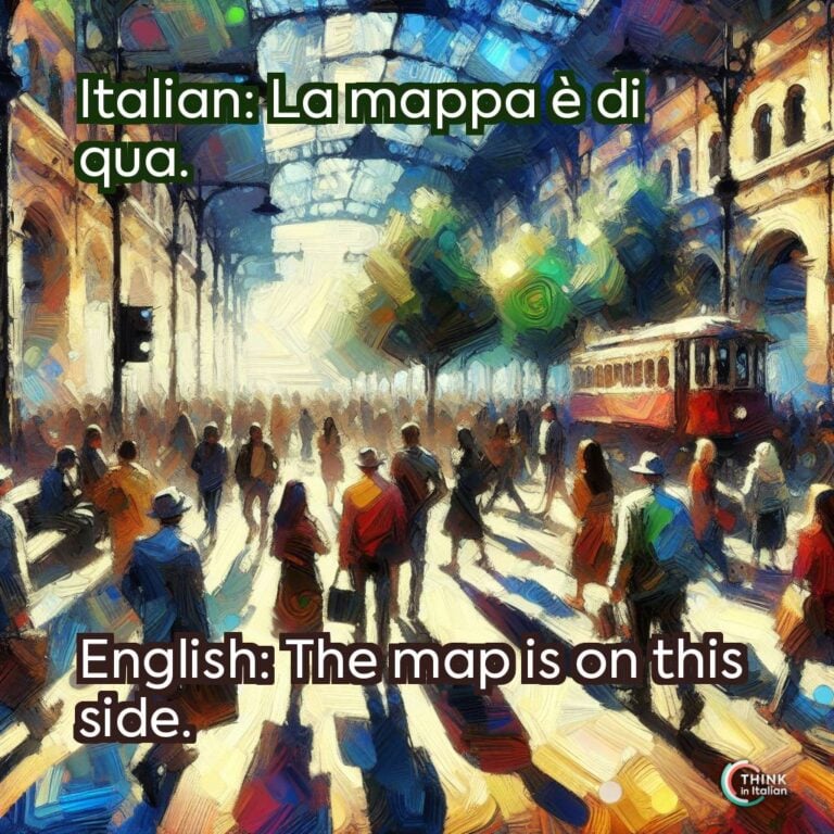 Italian: La mappa è di qua.