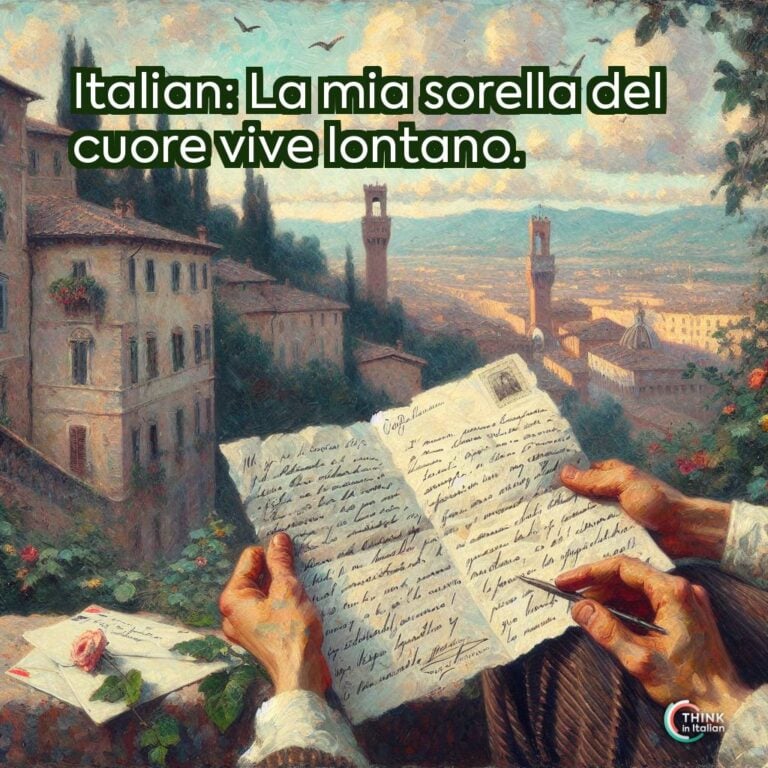 Italian: La mia sorella del cuore vive lontano.
