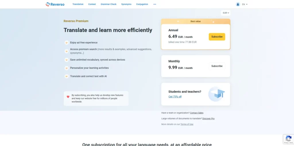 reverso context pricing 3