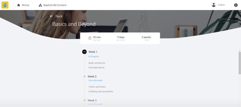 rosetta italian plan overview