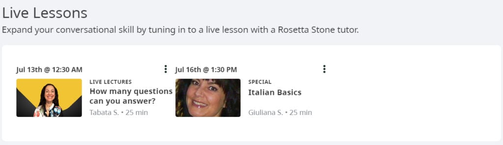 rosetta italian review live lessons