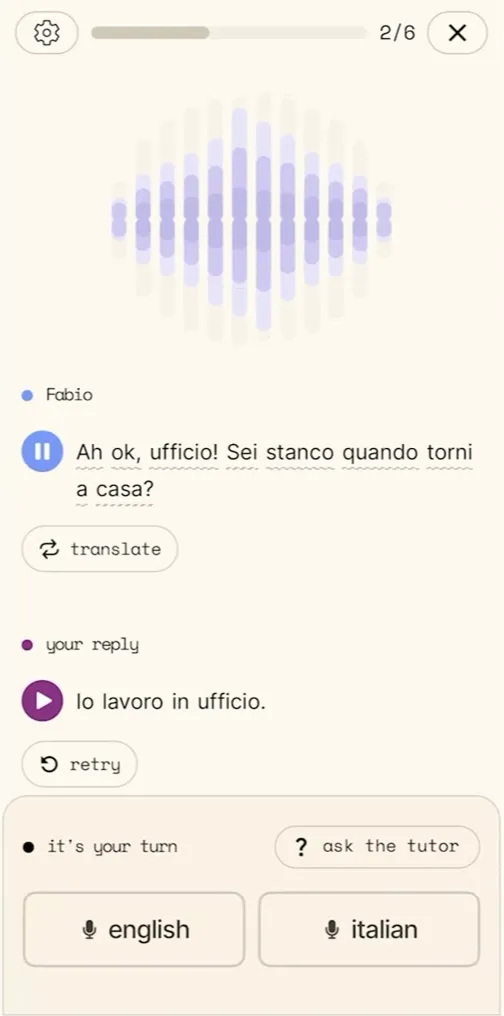Superfluent speaking exercise with feedback