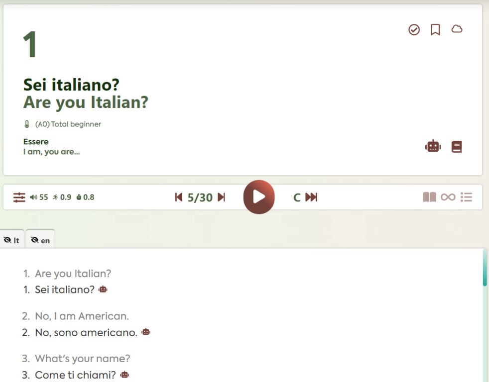 think in italian class