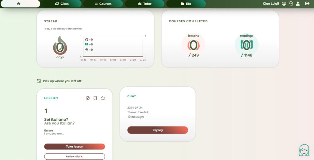 think in italian homepage