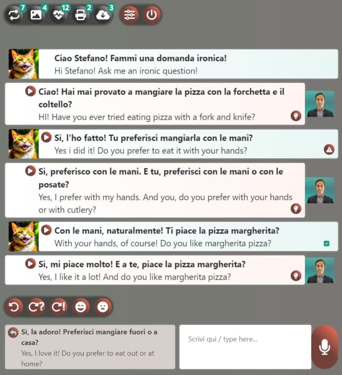think in italian tutor free talk