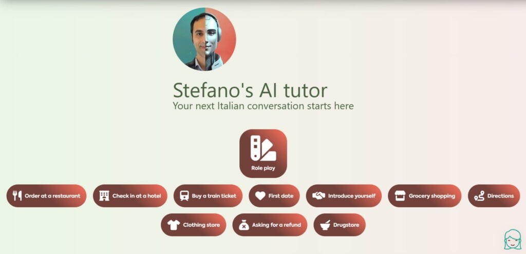 think in italian tutor roleplay